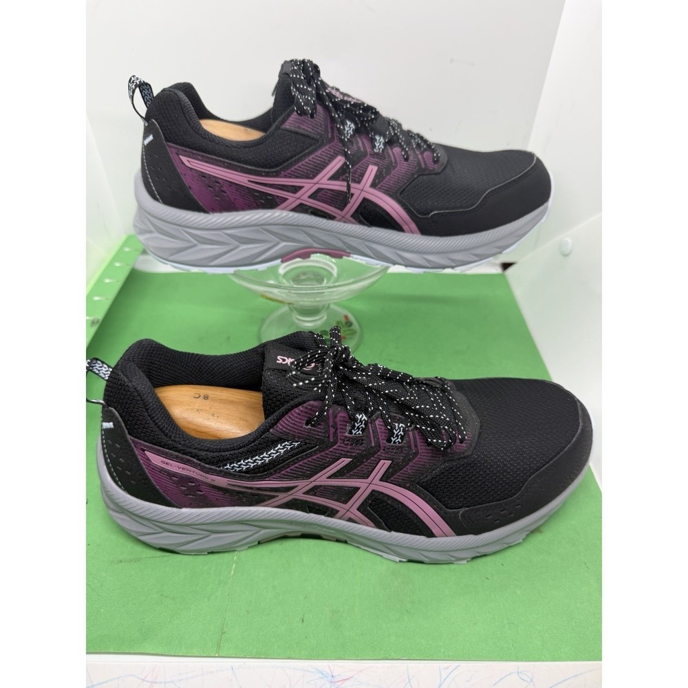 Asics Gel-Venture 9 Womens Size 12 Black Purple Trail Running Shoes 1012B313